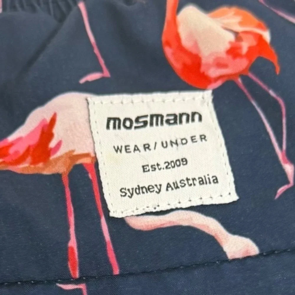 Mosmann‎ Australia Mens Navy Pink Flamingo Swim Trunks Board Shorts Size M